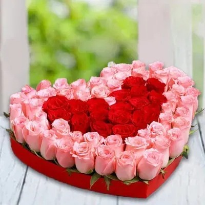 Pink & Red Roses In Box
